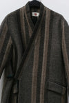 AVIVA JIFEI XUE A21-KJL Reversible Heavy Wool blend Stripe Long Kimono Coat